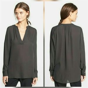 Vince BLACK Silk Popover Blouse Sz M